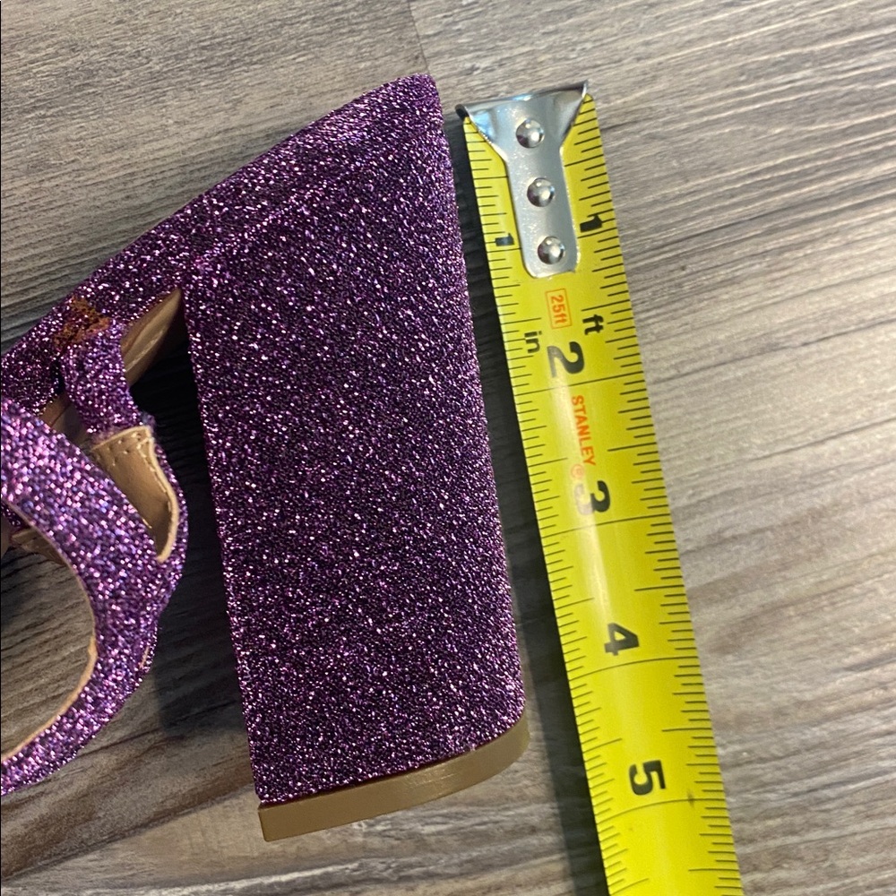 EUC Purple Glitter Open Toe Heeled Glam Girly Sandals Heels 9 - Picture 8 of 8